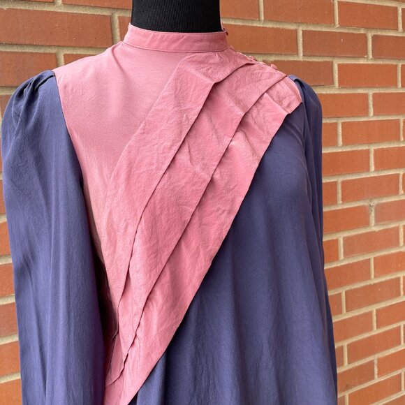 Vintage 80s Fabio Delini Pink Purple Silk Blouse| Size XS/S - Picture 4 of 10